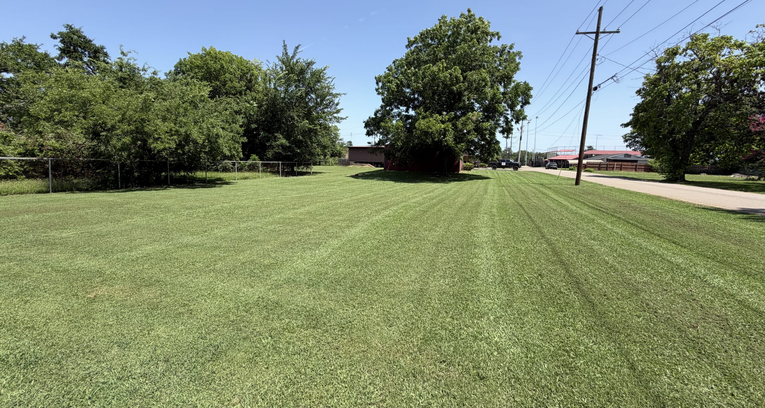 Freshly maintained green lawn